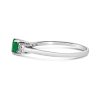 14-karatni ovalni smaragdni dijamantni prsten od bijelog zlata