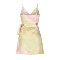 Proljetno-ljetna nova mala svježa i slatka haljina na tregerima s gradijentnim printom i dekolteom u obliku slova