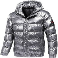 Simplemasygeni muški zimski zip up jakna kaputi s klirensom s kapuljačom plus veličina sjajna kapuljača reflektirajuća