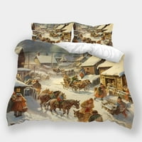 3. prekrivači Tekstil božićne smeđe životinje snježna Kućica Jastučnica crtane figure dekor Setovi pokrivača za