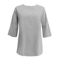 Bazyrey Womens Topss Bluza dužine lakata Ženska ležerna ljetna tunična košulja siva xl