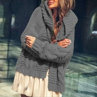 Ženski džemper kaput ženska gornja odjeća dugih rukava kaput jednobojni kardigan s kapuljačom džemper od prženog