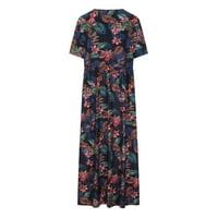 Ljetna Maksi haljina za žene ležerna široka duga haljina kratkih rukava s cvjetnim printom ljuljačka haljina za