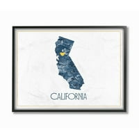 Studell Home Decor California Minimalno plavo mramorni papirnati silueta uokvirena teksturiziranom umjetnošću