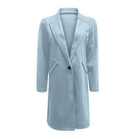 Donje rublje za žene u donjem rublju, Ženski jednoslojni kaput srednje dužine s velikim izrezom na reveru, plavi