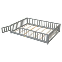 Miniyam u punoj veličini, podni krevet sa sigurnosnim zaštitnim ogradama, sivo