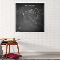 Zidni plakat Karta Sjeverne Amerike kredom, 22.37534