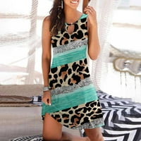 Ženska lepršava mini sundress rasprodaja trend haljina Haljina Bez rukava s okruglim vratom gradijent boja Leopard