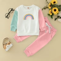 Djevojke nose tinejdžerke Crop Crops Toddler Girls Boys Zima dugi rukav Rainbow Print gornji vrh dugih rukava