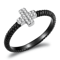 Luksuzni nakit Dizajn ženskog prstena s dva tona iona od nehrđajućeg čelika s kubičnim cirkonijom - Veličina 7