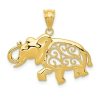 Karat u karats 14K žuto zlato filigran slon privjesak šarm s 14K žutim zlatom lagana ogrlica lanaca užeta 16 ''