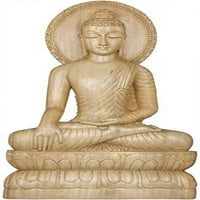 Egzotična Indija Lord Buda u Bhumisparsha mudra - Tibetanska budista - Gambhar Wood Sculptura iz Bodh Gaya