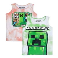 Minecraft Boys Creeper Spiralni grafički tenk, 2-pack, veličine 4-18