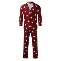 Odgovarajuće božićne pidžame, Božićni muški top s printom Mama + hlače, Božićni obiteljski pidžama Set u crvenoj