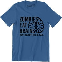 Zombiji jedu mozak, ne brinite, sigurni ste, muška majica za Noć vještica