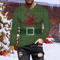 Yubnlvae muški božićni stilski stilski jesen zimska bluza casual modni tiskani okrugli vrat dugi rukav božićni