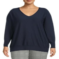 Terra & Sky Women's Plus veličine V-izrez džemper s Dolmanovim rukavima, lagani