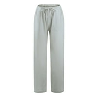 Ženske hlače Ležerne lanene teretne hlače širokog struka s dugim vezicama na elastičnim hlačama od debelog pamuka