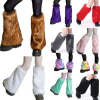 Žene fau krzno noge Topliji kontrastni uzorak uzorka toplije manžete za čizmu čarape zimske čarape za tople noge