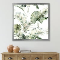 DesignArt 'Monstera i kokosov lišće s tropskim uzorkom' tradicionalni uokvireni umjetnički tisak