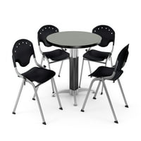Set za sobu za odmor, svestrani stol s metalnom mrežastom okruglom bazom od 36 inča, stolice u crnoj boji, stolice
