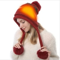 Šeširi za žene USB električno grijanje kaputing vanjski pleteni šešir jesen i zimski crveni šešir, klirens