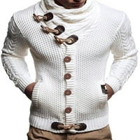 SANVIGLOR MENS JAMPER KOLOVI Čvrsta boja Pulover Dugi rukavi Oglašeni Pleteni džemperi gumb Down White XL