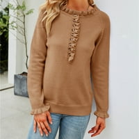 Preveliki Ženski džemperi s okruglim vratom i dugim rukavima, ležerni Jednobojni džemperi Na kopčanje, pleteni