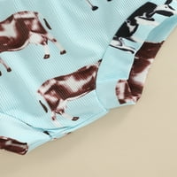 majica kratkih rukava s printom slova za djevojčice, Majice i kratke hlače s kravljim leopard printom i trakom