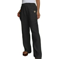 Baocc ženske hlače ženske pamučne modne duge hlače elastični struk povremene hlače s džepovima casual hlače za