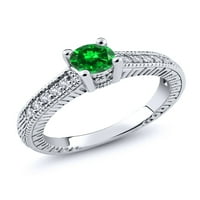 Smaragdno srebrno srebrno zeleno i safirno bijelo ženski prsten s naglasnim kamenjem