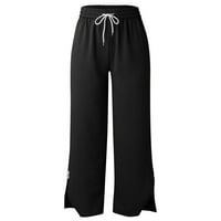 Ženske hlače žene duge dnevne hlače visokog struka labave hlače s širokim nogama hlače crne xl