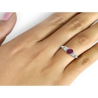 Jewelersclub rubin prsten nakit za rođenje - 1. karat rubin 0. nakit od srebrnog prstena s bijelim dijamantnim