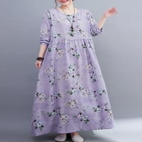 Ženska Vintage haljina s dugim rukavima s prevelikim Boho printom ležerna blagdanska haljina