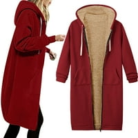 Ženski kaput žene Zipper Open kapuljača s kapuljačama s runom dukserice duge kapute jakne nadmašuju