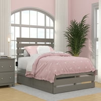 Bračni krevet s podnožjem i punjačem s dvije ladice s dvije ladice u sivoj boji
