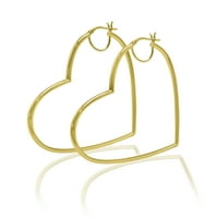 Sjajnost fini nakit Ženski 14K zlatni zlasci sterling srebro visoke polirane cijevi srce naušnice