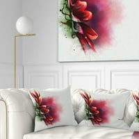 Dizajn, crvena skica akvarela suncokreta - Cvjetovi bacaju jastuk - 18x18