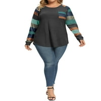 Ženska košulja od tunike Plus veličine s okruglim vratom s dugim rukavima u boji