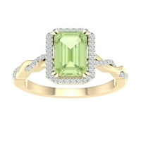 Imperijalni dragulj 10k žuto zlato smaragd izrezan zeleni ametist ct tw dijamant halo ženski prsten