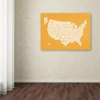 Zaštitni znak Art 'Sunset-USA Navodi tekstualnu kartu' Platno umjetnost Michaela Tompsetta