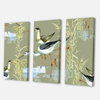 DesignArt 'Herons Ptice u sivoj vodi' Farmhouse Canvas Wall Art Print