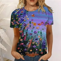 Ženske modne ljetne Ležerne majice s printom s okruglim vratom široka majica kratkih rukava bluza pulover
