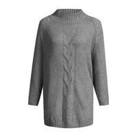 Ženski džemper s okruglim vratom, džemper s dugim rukavima i spuštenim ramenima, gornji dio, casual jednobojni