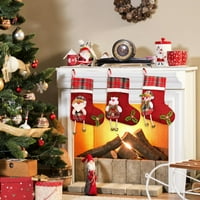 Prekrasan zimski vijenac s timerom Božićna čarapa Dekoracija velikih božićnih čarapa Santa snjegović čarapa sa