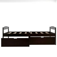 Aukfa platformski krevet s skladištenjem, okvirom dvostrukog kreveta, drvom, espressom