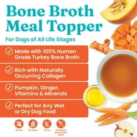 Čvrsta zlatna juha od kostiju Topper za pse, puretinu, aromu, zdravlje crijeva i podrška hidrataciji, 8oz