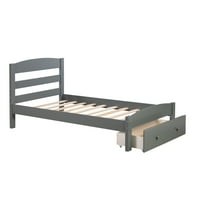 Aukfa dvostruki krevet s ladicom za skladištenje, okvirom od drva i nosačem s letvicama, siva