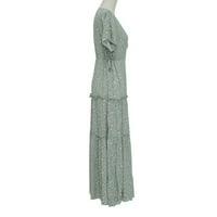 ženska modna ženska ljetna ležerna haljina s izrezom i printom, široka udobna haljina kratkih rukava, ženska modna