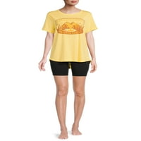 Žuti kameni ženski biciklističke kratke hlače za spavanje, 2 komada